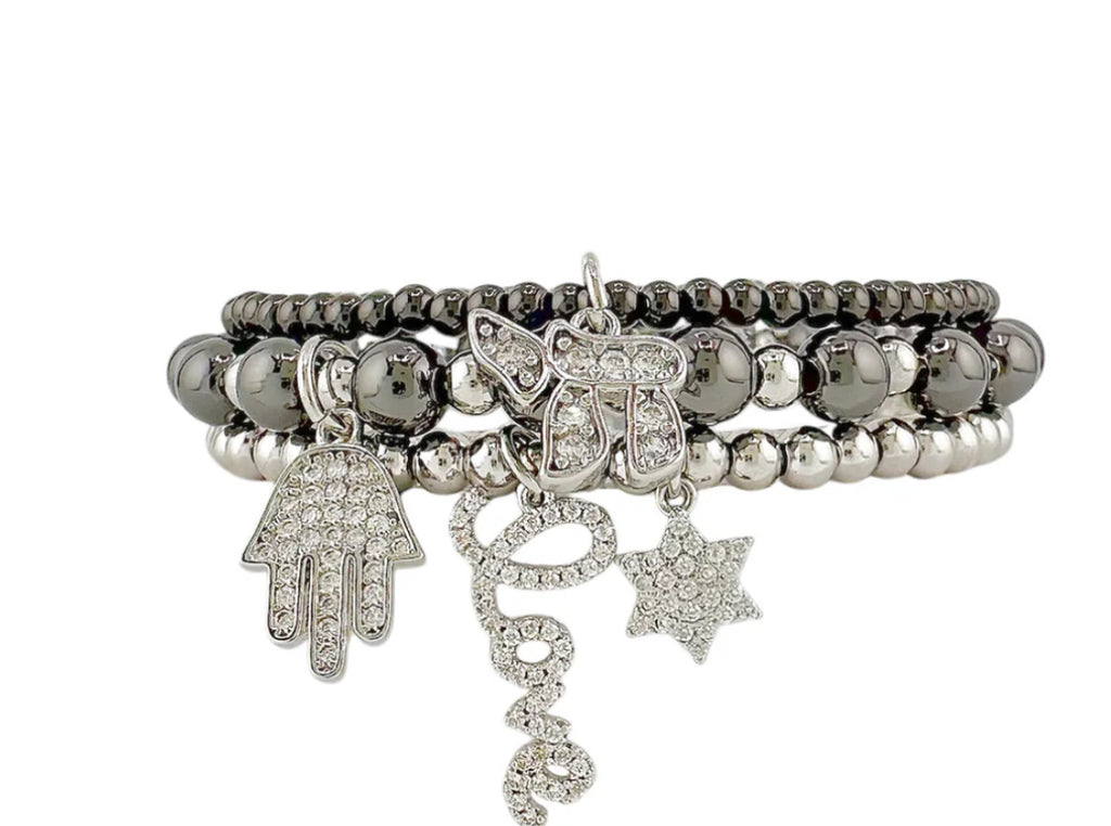 Judaica Charm love Bracelet Stack