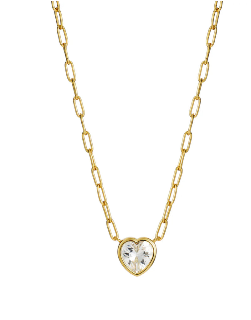 Pure Love with the solid CZ Heart set on a Paperclip Chain