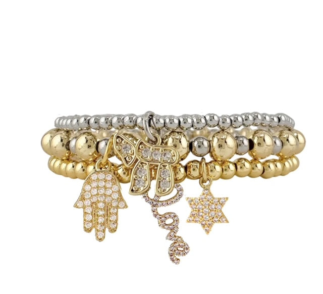 Judaica Charm love Bracelet Stack