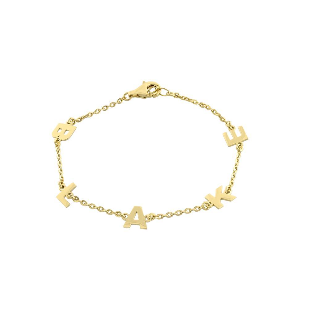 Three Block Letters Gold or Platinum finish Bracelet – JewelsDen